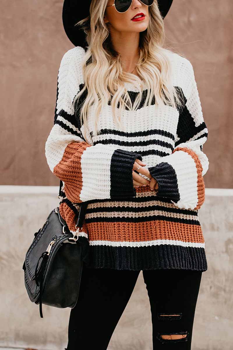 Women's Knitted Jumper Winter Warm Striped