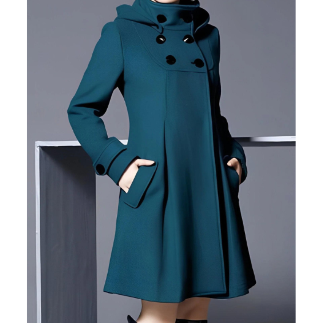 Eleganter Damen Wintermantel Kapuze - IdealeKleiden