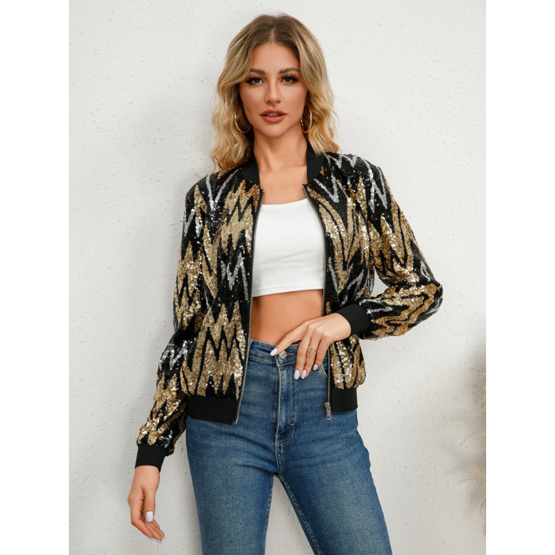 Glitter Long Sleeve Sequin Jacket