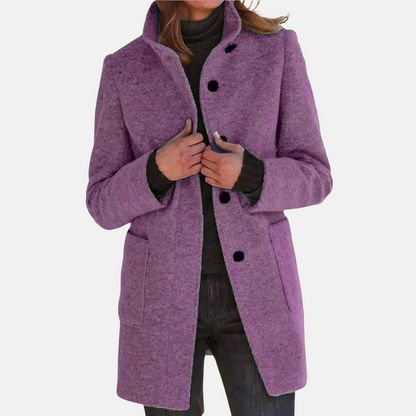 Women's Jacket Vintage Tweed Elegant Turtleneck