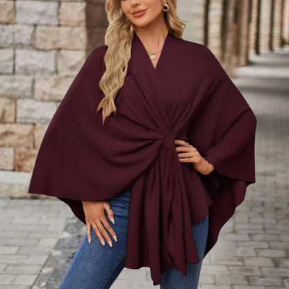 Women's top with cape effect and front knot