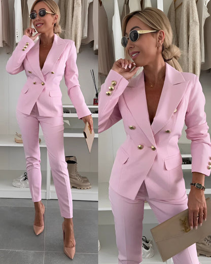 Women's Blazer Set with Stylish Button