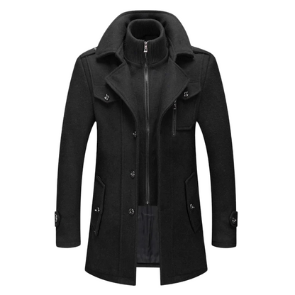 Men's Black Elegant High-Neck Coat