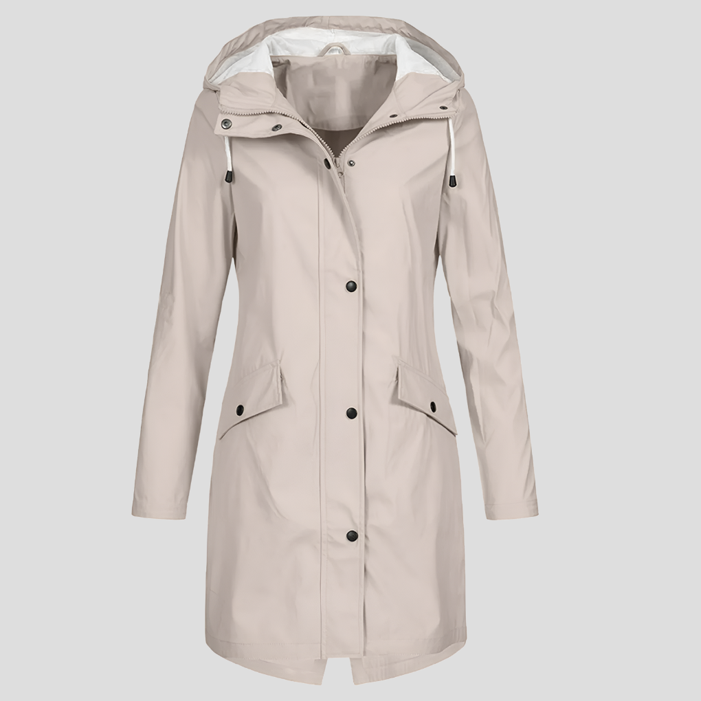 Long Raincoat Women Hood Pockets