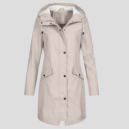 Long Raincoat Women Hood Pockets