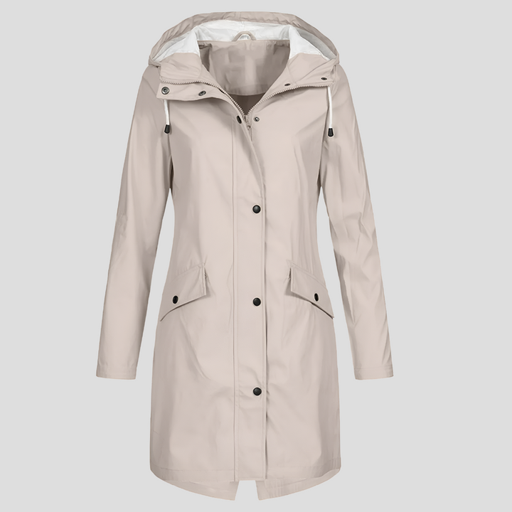 Long Raincoat Women Hood Pockets