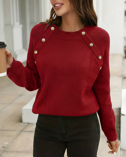 Elegant Women's Dresses Round Neck Buttons