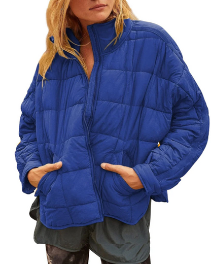 Leichte Pufferjacke Kompakt Reißverschluss Damen - IdealeKleiden