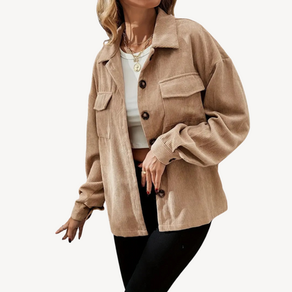 Stylish Women's Corduroy Jacket with Buttons