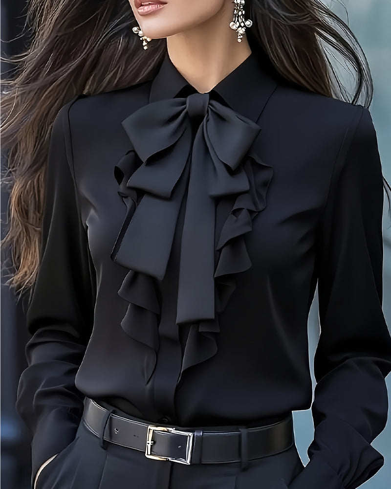 Elegant Women's Dress Bow Ruffles