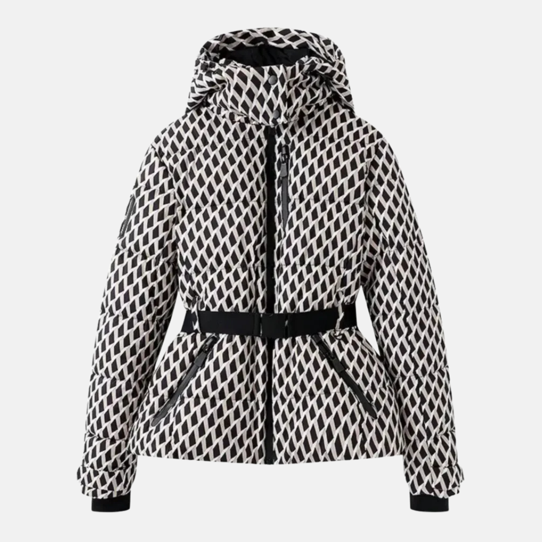 Winter Quilted Jacket Adjustable Belt With Hood