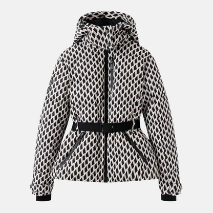 Winter Quilted Jacket Adjustable Belt With Hood
