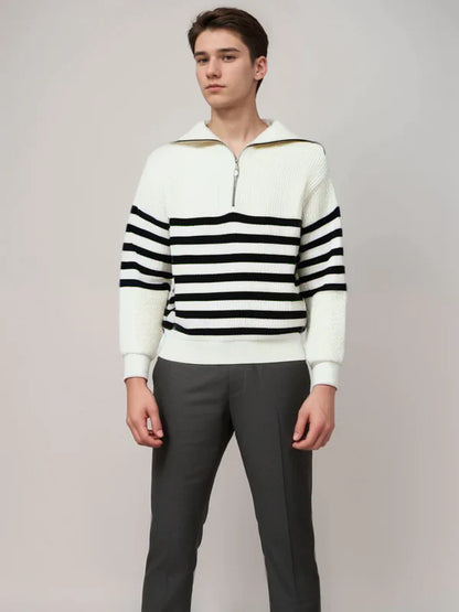 Striped Zip-Up Sweater Modern