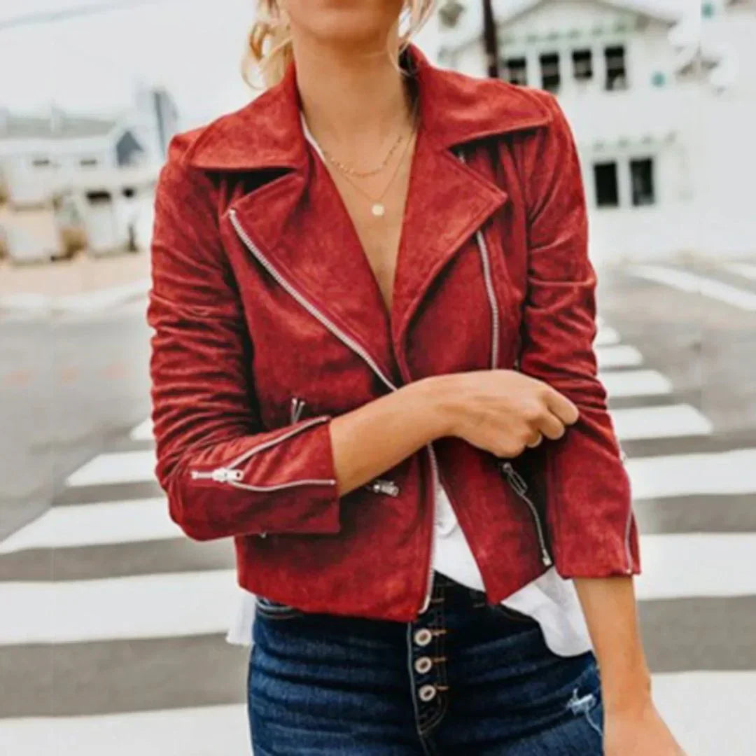 Women's Leather Biker Jacket Robbie Style