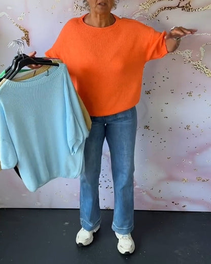 Comfortable Crew Neck Solid Color Sweater