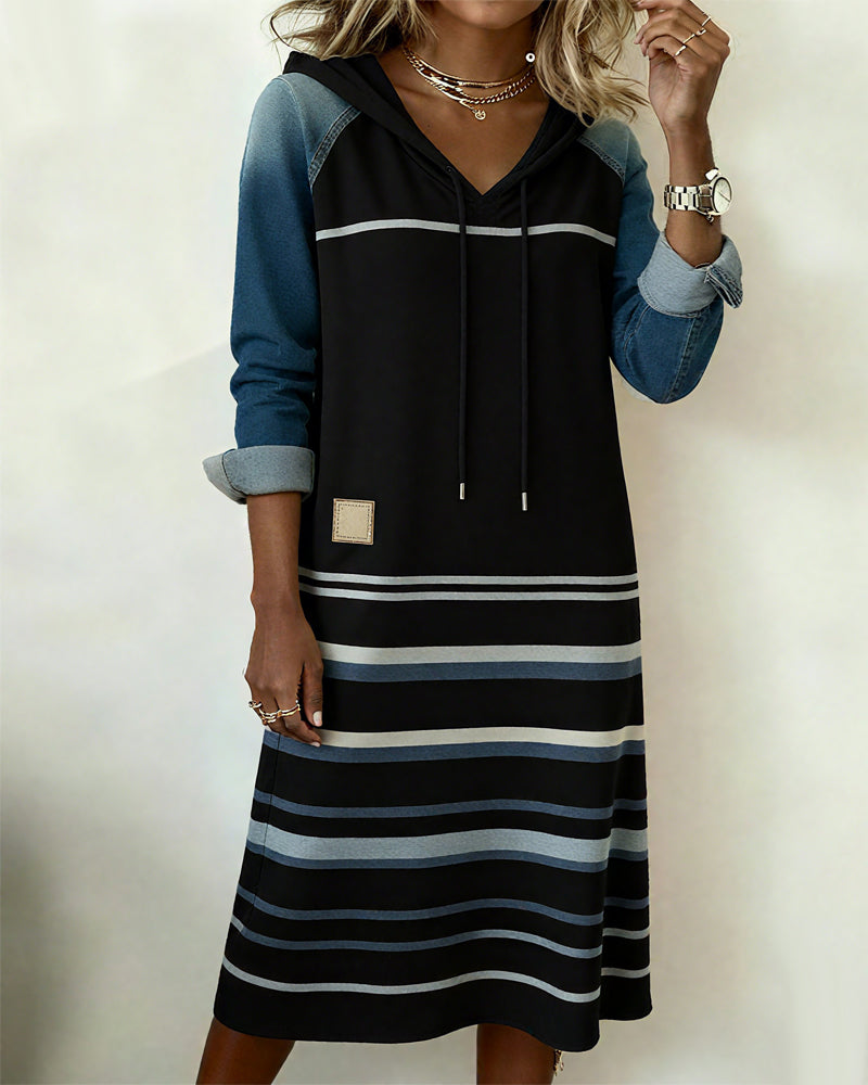 Stylish Hooded Jacket Stripe Design