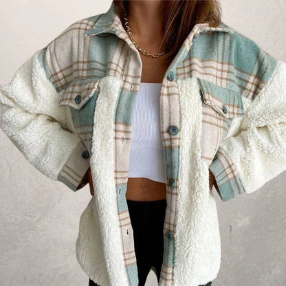 Women's Checked Winter Jacket with Hood