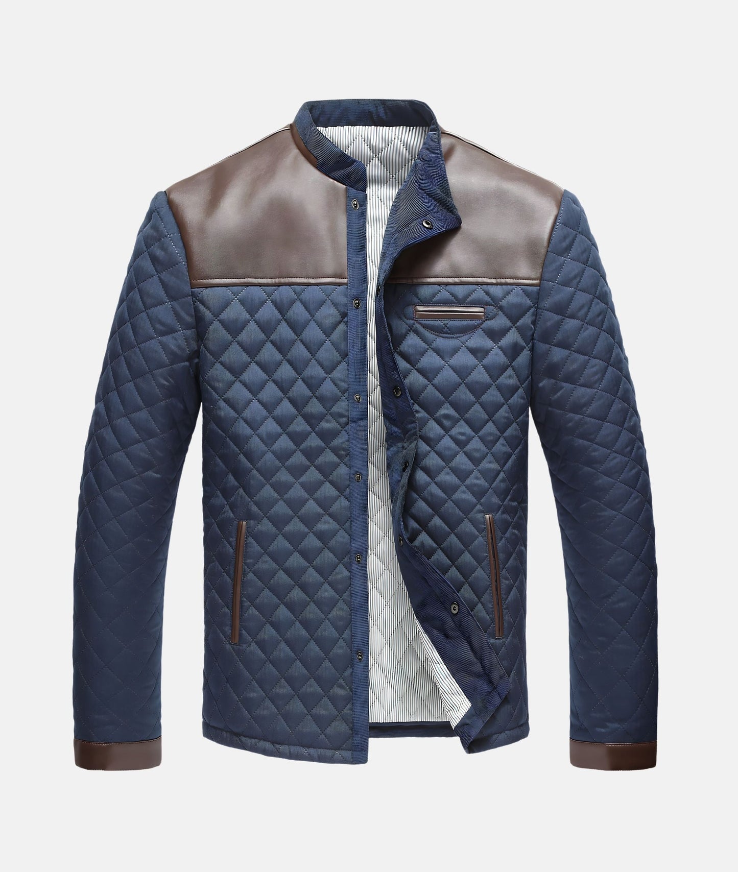Men's Quilted Jacket Button Placket Modern
