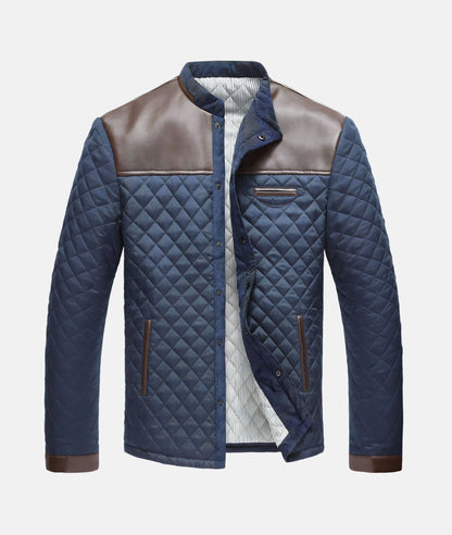 Men's Quilted Jacket Button Placket Modern