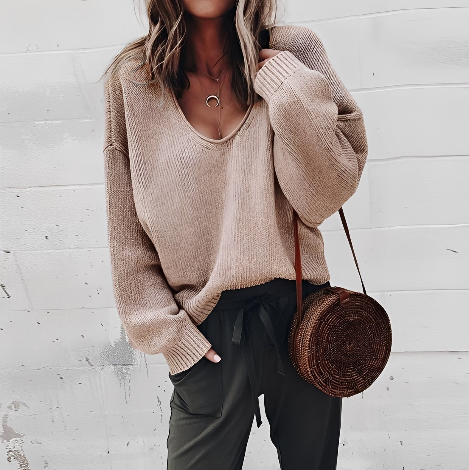 Damen Pullover Bequem Oversized - IdealeKleiden