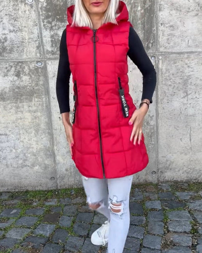 Padded Winter Vest Hooded Zipper