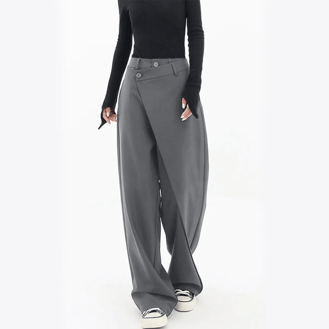 Wide Leg Asymmetric Luxury Design Women's Trousers