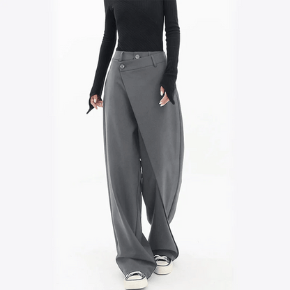 Wide Leg Asymmetric Luxury Design Women's Trousers