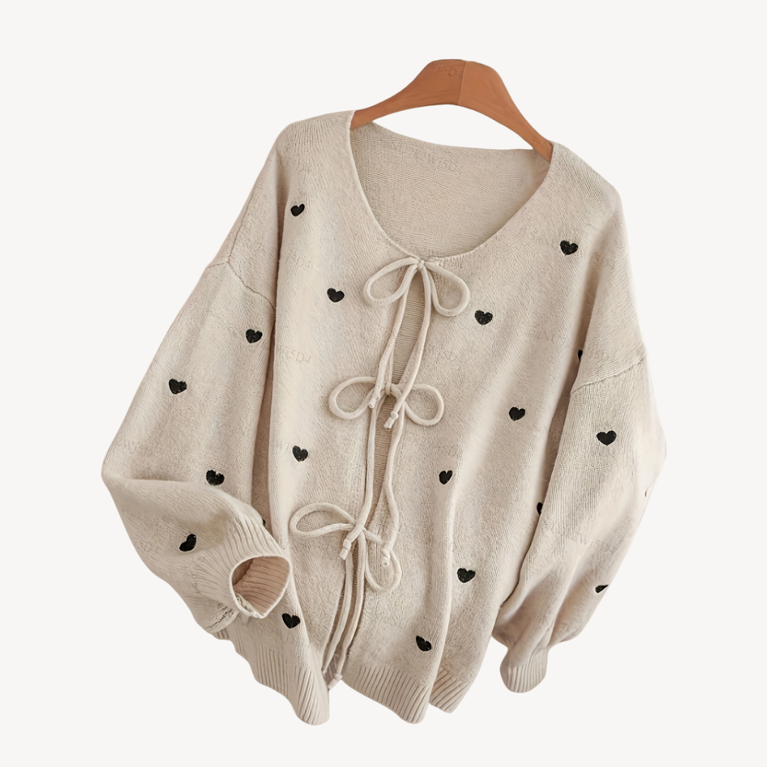 Weicher Damen Cardigan mit Herz Muster