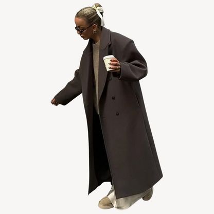 Women's Long Winter Coat Wool Blend Button Closure