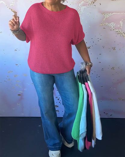 Comfortable Crew Neck Solid Color Sweater