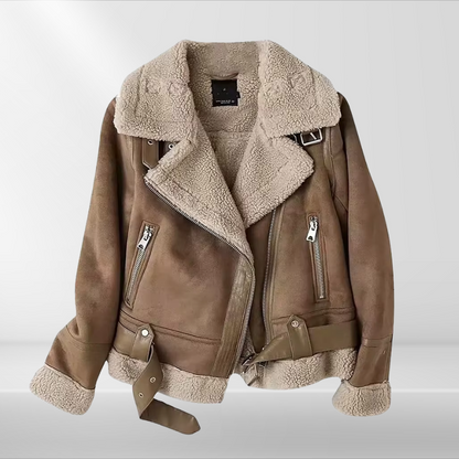 Women's Warm Sherpa Fleece Bomber Jacket