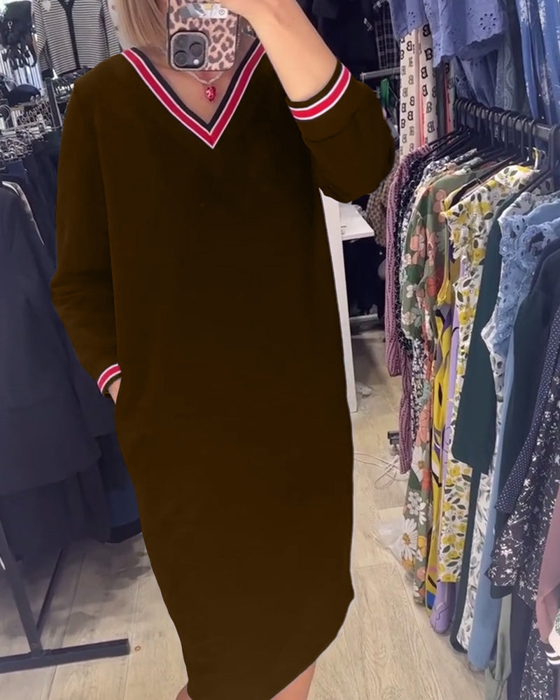 Women's Dress V-Neck With Pockets