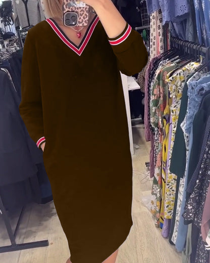 Women's Dress V-Neck With Pockets