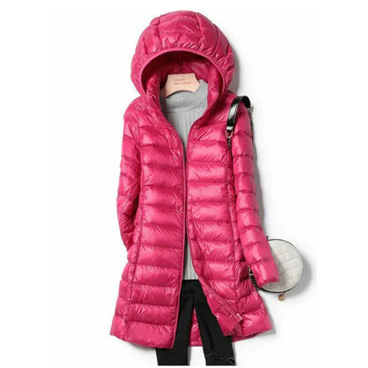 Long Women's Winter Jacket Warm with Hood