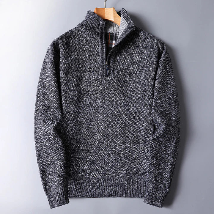Men's Comfortable Knitted Sweater with Zipper