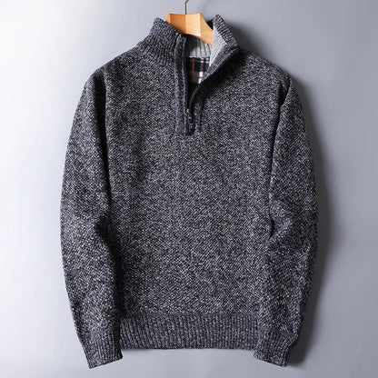 Men's Comfortable Knitted Sweater with Zipper