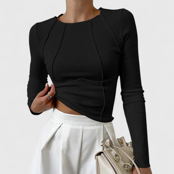 Damen Slim Fit Langarmshirt Trendy - IdealeKleiden