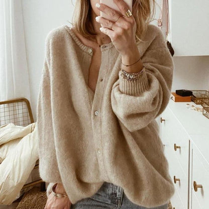 Women's Cardigan Autumn Plus Size Button Knit