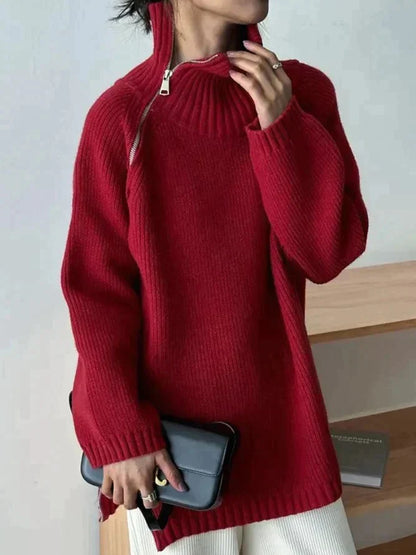 Red Sweater Turtleneck Simple Stylish