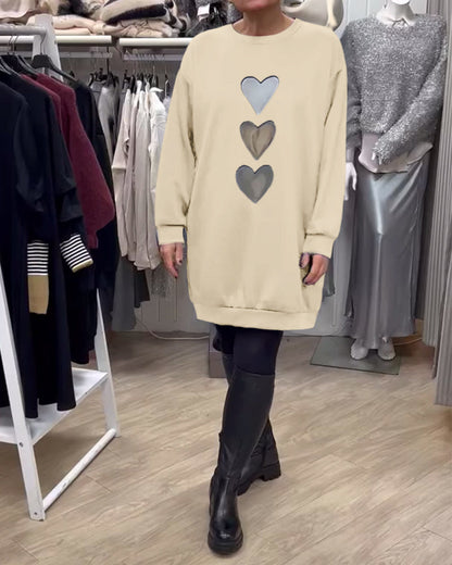Dress with Heart Print Casual Elegant