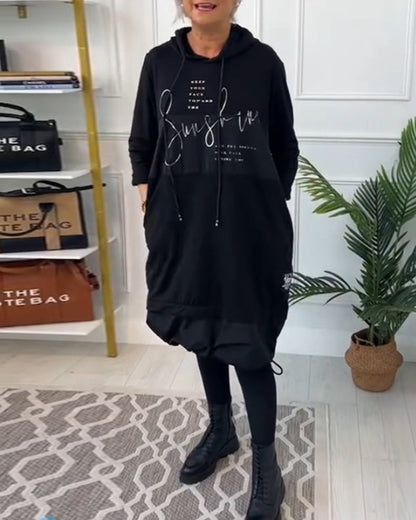 Stylish dress with hood and letter print