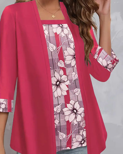 Women's Long-Sleeved Two-Piece Style Top