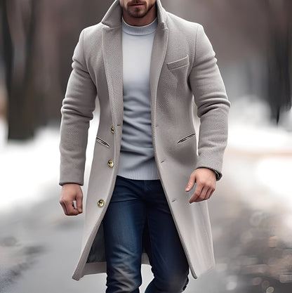 Men's Elegant Mid-Length Wool Coat