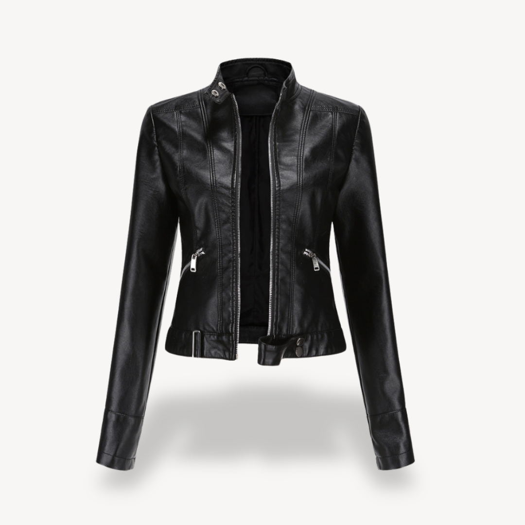 Mode Lederjacke Frauen Biker Style - IdealeKleiden
