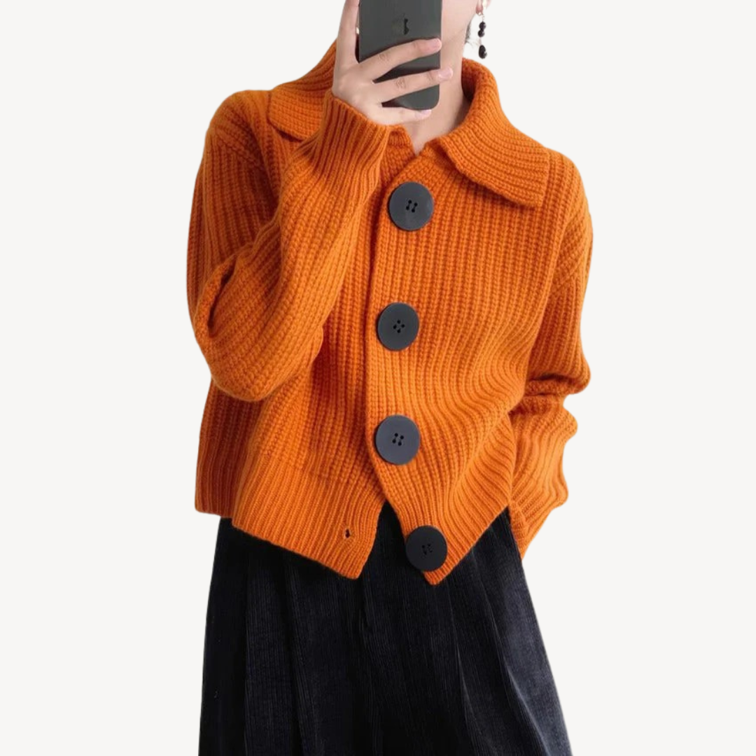 Damen Cardigan Strick Peter Pan Kragen Modern - IdealeKleiden