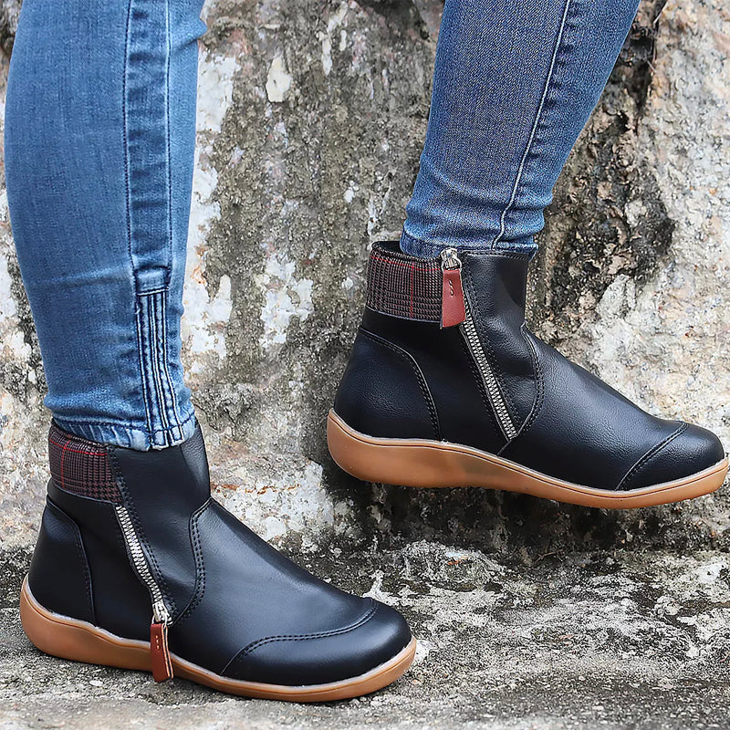 Stylische Stiefel Damen Mid Boots Reißverschluss - IdealeKleiden