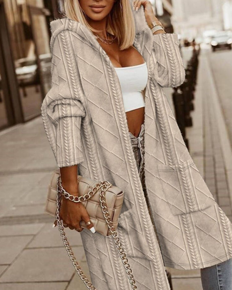 Long Hooded Cardigan Soft Textured