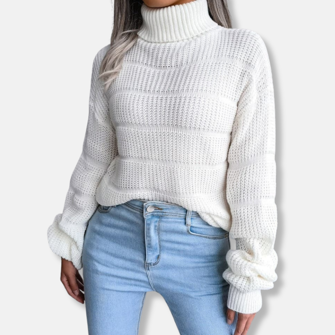 Soft turtleneck Ribbed look Loose fit