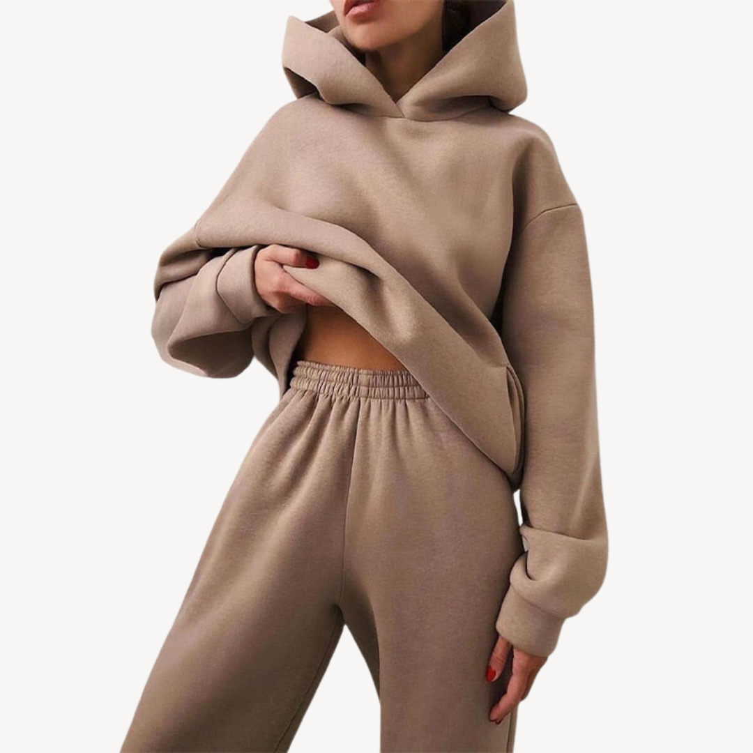 Women's Black Hoodie Tracksuit Sporty
