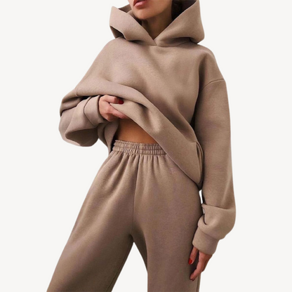 Women's Black Hoodie Tracksuit Sporty